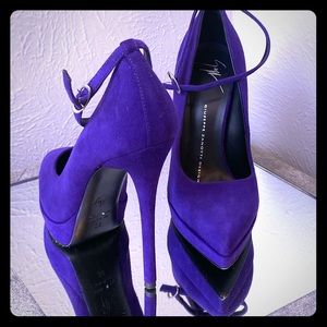 Purple Suede Ankle-strap Platform - Pumps